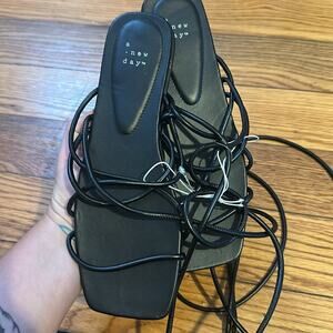 Black Strappy Sandals 8.5 New